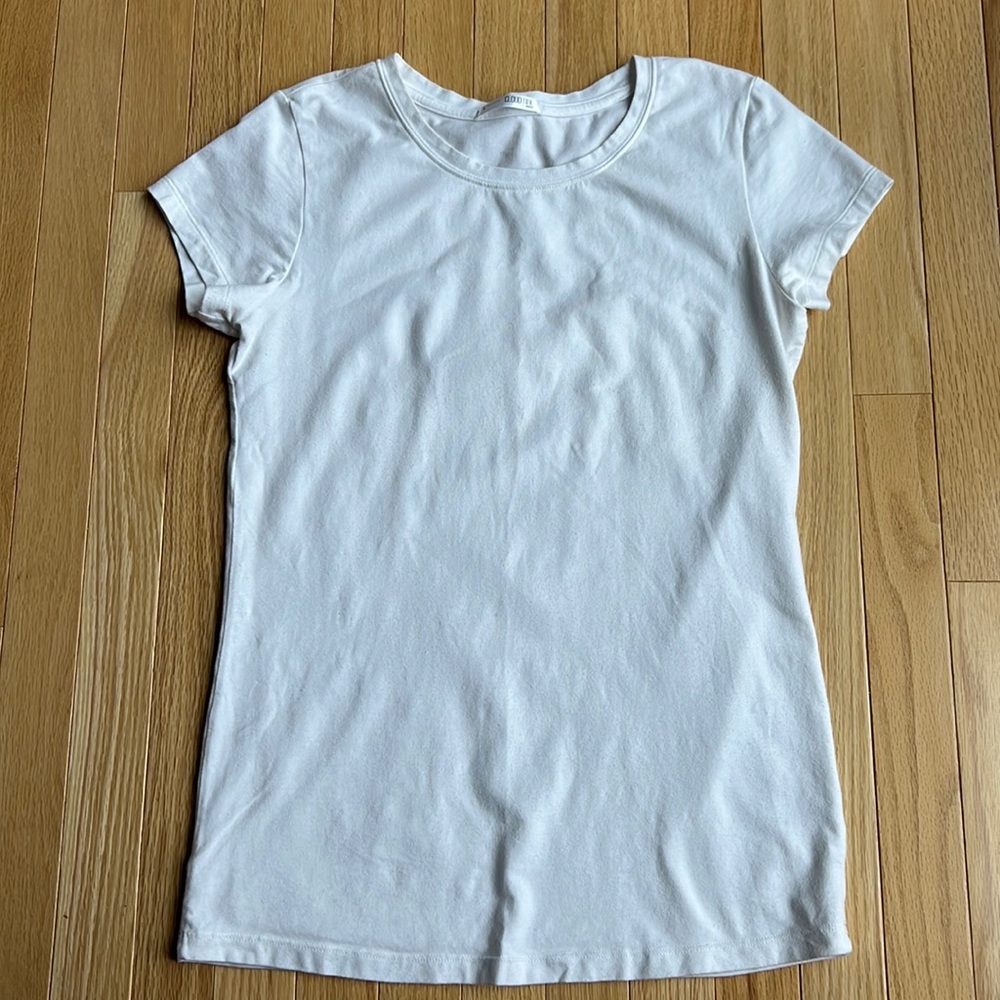 White Basic Cotton Blend Short Sleeve T Shirt size L